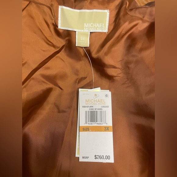 NWT, Michael Kors Women’s Luggage Brown all Leather Moto Jacket, plus size 3X - Picture 5 of 7